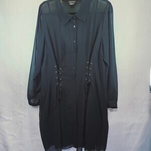 City Chic Women's Black Sz 18 Corsett Chiffon Dress Goth Puck Figure Flattering